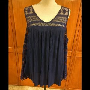 Royal Blue Cold-Shoulder Lace Blouse. Never worn!
